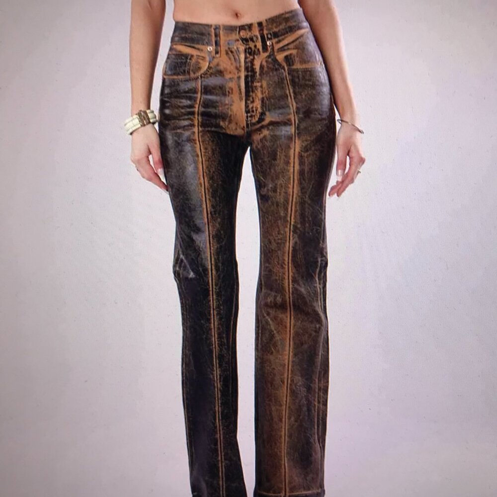 Brown Jeans by Revice, Venus Hand-foiled, Flare Star Jeans, NWOT - Picture 5 of 5